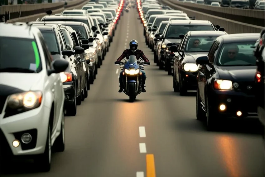 Мотоцикл между полос: что говорит закон и как избежать штрафа