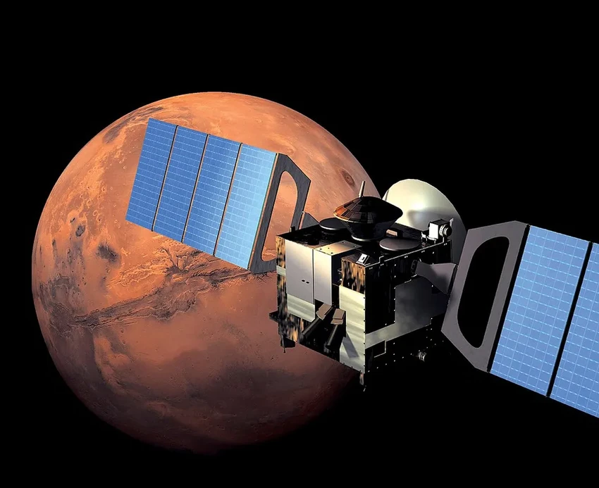 Шрам Марса: гигантское ущелье у подножия вулкана на фото