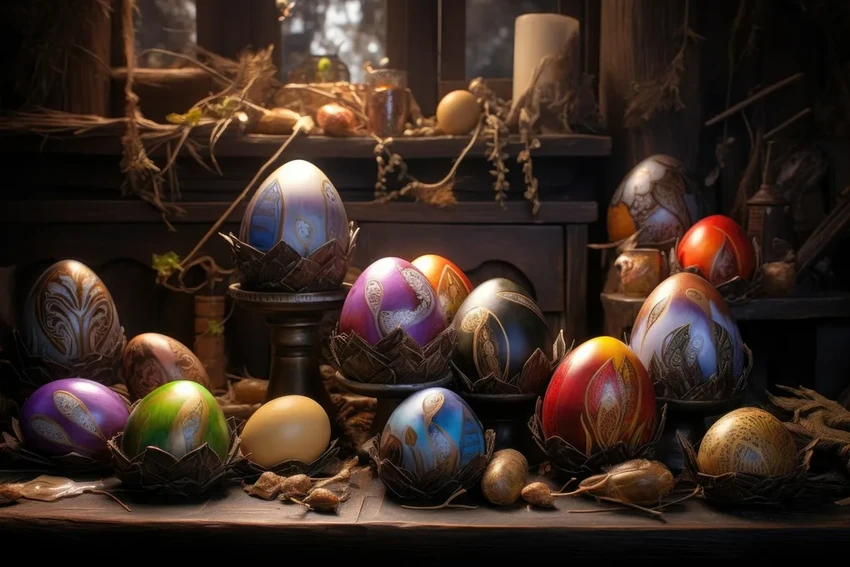 Пасхальные яйца с космическим узором: красим чаем каркаде