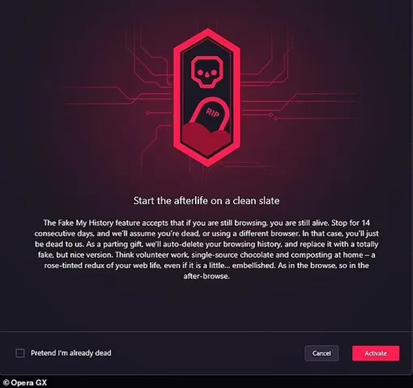 Новая функция браузера: ваша цифровая история после смерти
